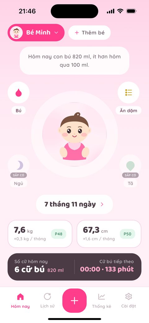 Màn hình chính MilkyLog